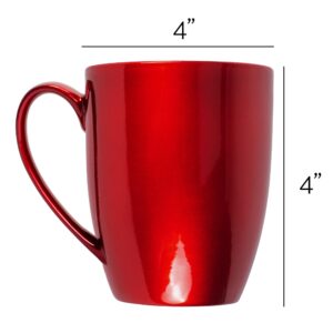 Elanze Designs Cardinal Red Glossy Finish 10 ounce New Bone China Coffee Cup Mugs Set of 4