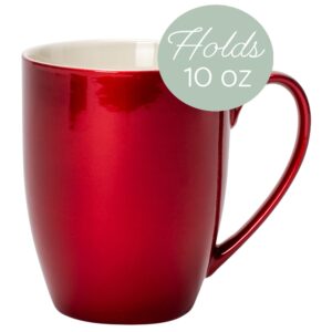 Elanze Designs Cardinal Red Glossy Finish 10 ounce New Bone China Coffee Cup Mugs Set of 4