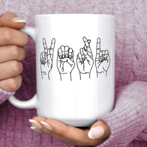 Customized ASL Name Coffee Mug Sign Language Fingerspelling Personalized Cup