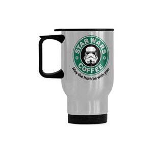 scsf may the froth be with you travel coffee mug stainless steel travel tea cup 14 ounce