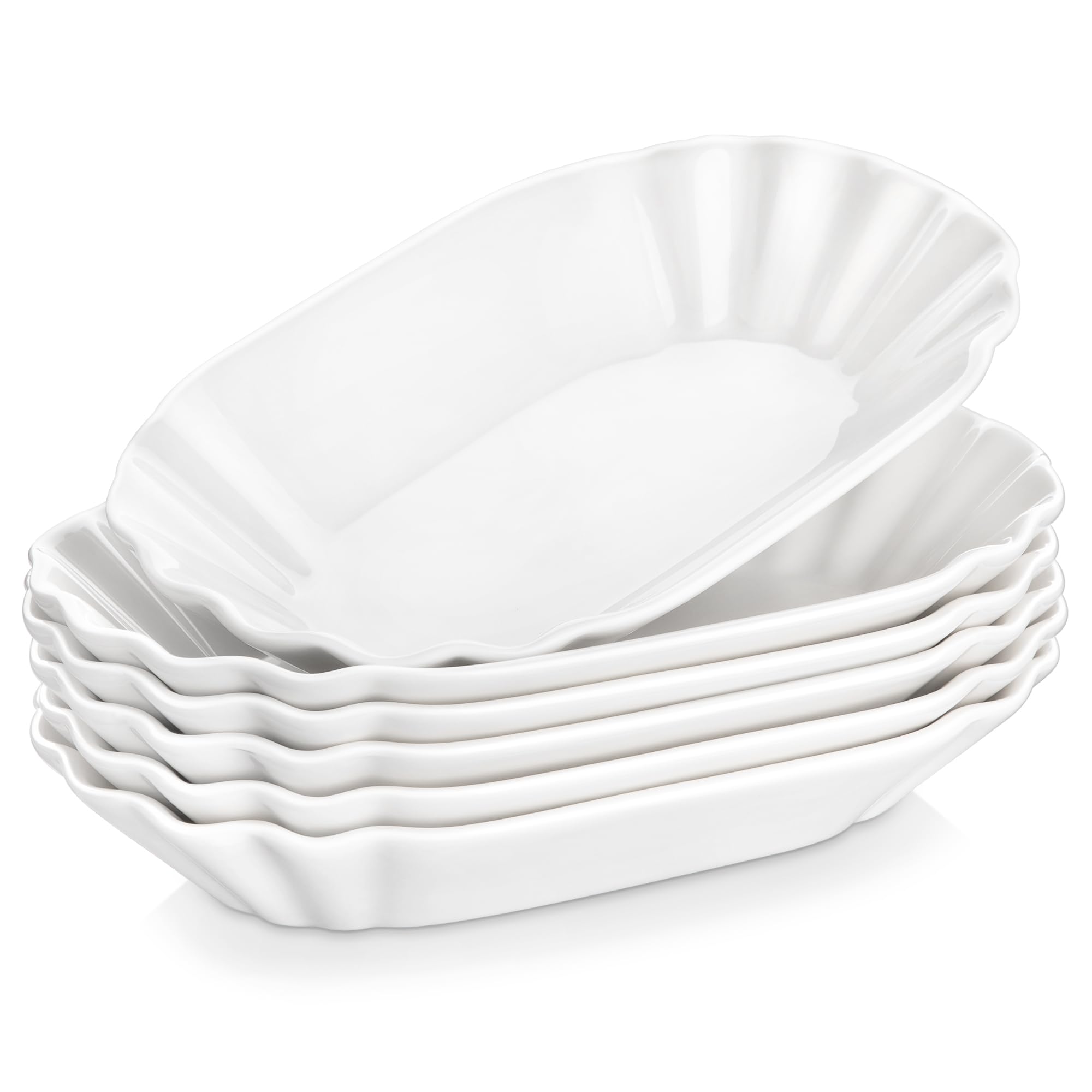 MALACASA Small Appetizer Plates Set of 6, 7.75 Inches Porcelain Dessert Plates, Small Dinner Plates, Small White Plates, Small Salad Plates, Square Side Dishes, Series REG