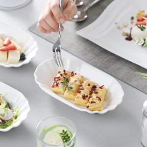 MALACASA Small Appetizer Plates Set of 6, 7.75 Inches Porcelain Dessert Plates, Small Dinner Plates, Small White Plates, Small Salad Plates, Square Side Dishes, Series REG