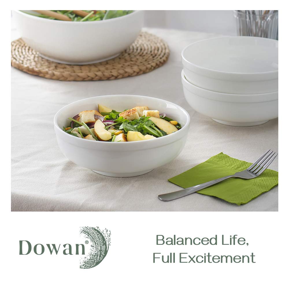 DOWAN Soup Bowls for Kitchen, 32 oz White Bowls for Cereal Salad Ramen Noodle, Porcelain Bowls with Non-slip Design, Sturdy and Easy to Hold, Set of 3, 7.25 Inch