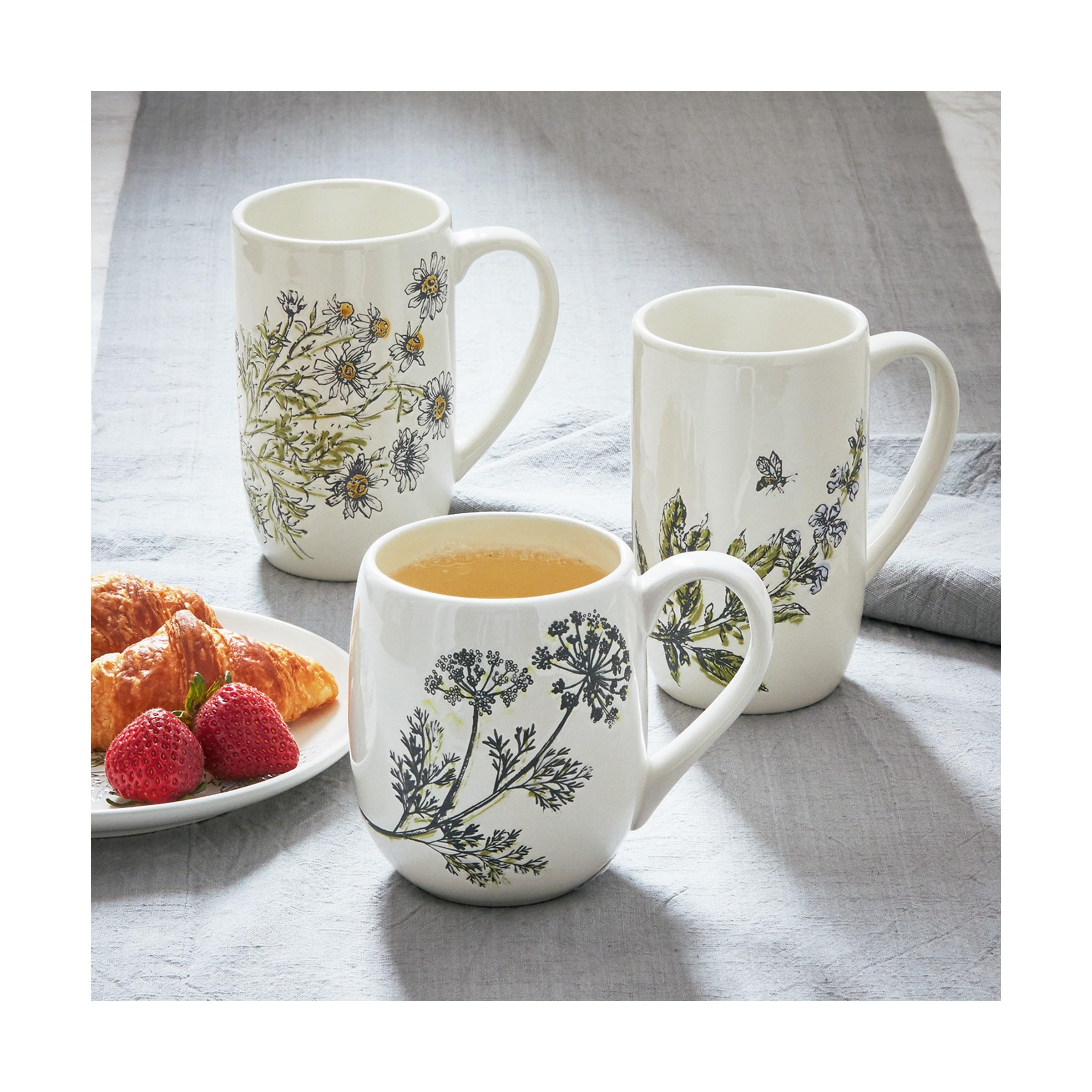 tag Chamomile Herb Garden Tall White Tea Stoneware Coffee Mug Gift Multi