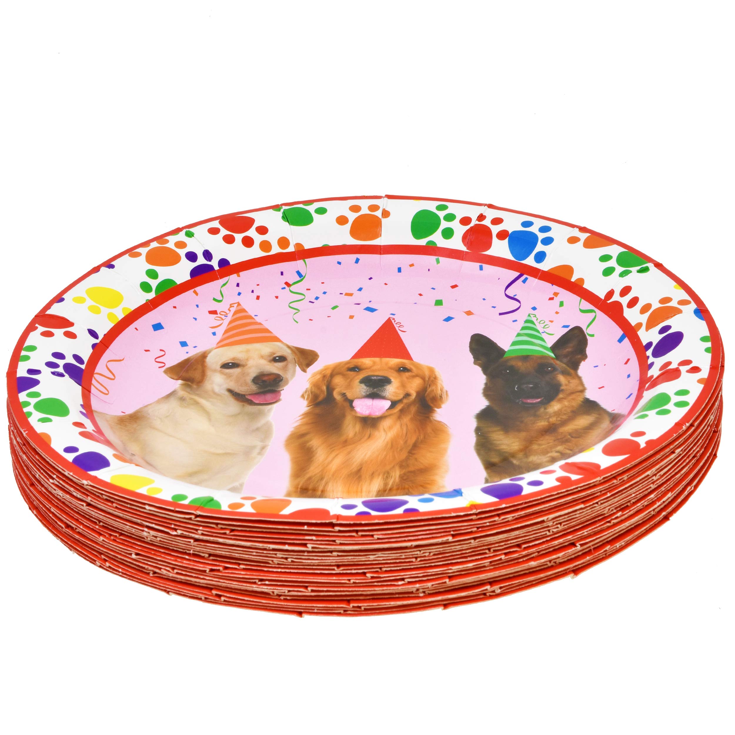 Dog Party Supplies Set 24 9" Plates 24 7" Plates 24 9 Oz Cups 50 Luncheon Napkins Puppy Birthday Decorations Paper Paw Dog Girl Kids Themed Disposable Tableware Party Favor Good Set by Gift Boutique