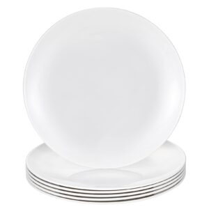 hsdt melamine restaurant plates white 11 inch wide side flat bottom deep round dinner plates salad plates lunch plates durable and easy to clean set of 6,pyw-11-06
