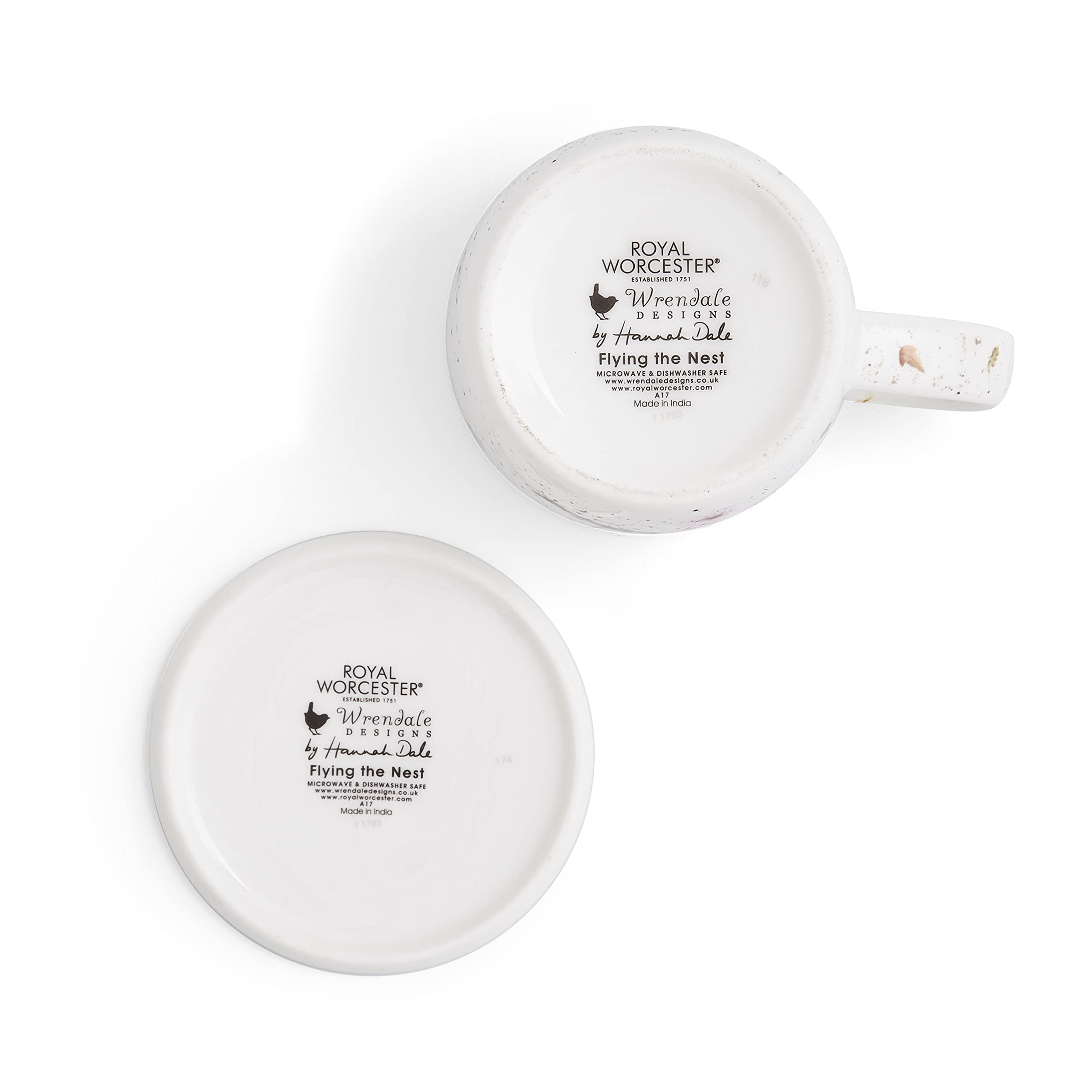 Royal Worcester Wrendale Designs Flying the Nest Mug & Coaster Set | 11 Ounce Coffee Mug with Coaster | Made from Fine Bone China | Microwave and Dishwasher Safe