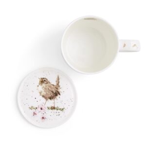Royal Worcester Wrendale Designs Flying the Nest Mug & Coaster Set | 11 Ounce Coffee Mug with Coaster | Made from Fine Bone China | Microwave and Dishwasher Safe