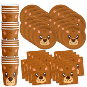bear birthday party supplies set plates napkins cups tableware kit for 16