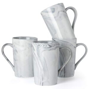 smilatte 12 oz coffee mugs, m099 novelty marble ceramic cup for boy girl lover, set of 4, gray