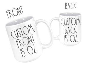 your text here custom rae dunn inspired 15oz ceramic mug | one or two sided text