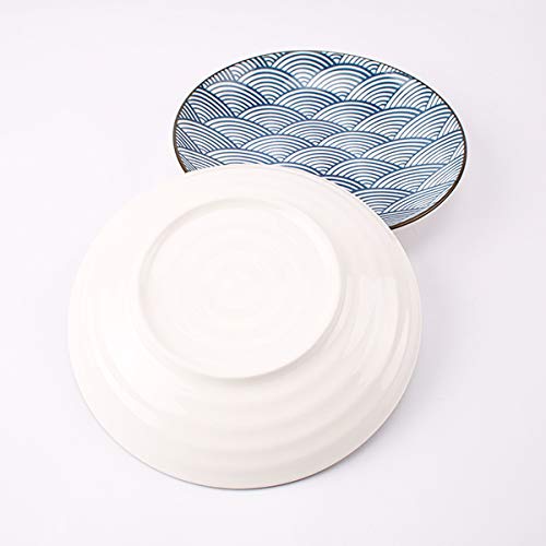 YALONG Ceramic Japanese Dinner Plates Set 7 Inch Appetizer Shallow Plates Serving Lunches, Cheese Salad, Dessert Set of 4 Assorted Motifs Microwave & Dishwasher Safe