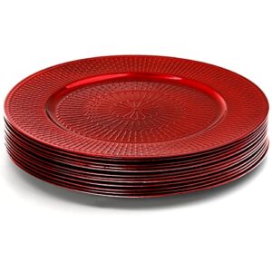 DEAYOU 12 Pack Red Charger Plates, 13-inch Beaded Chargers Plates, Wedding Charger Platters for Serving, Party