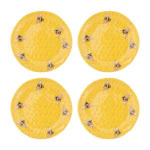 upware 4-piece 6 inch melamine dessert plates appetizer dinner plates small serving plates party plates round plate for dessert snack fruit side dishes (beehive)