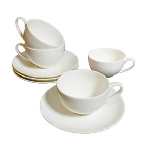 suunnynnus porcelain espresso coffee cups and saucers, cappuccino cup, set of 4 bone china, for latte, cafe mocha and tea(white,5oz)