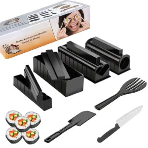 ELEDUCTMON Sushi Making Kit for Beginners - Original Sushi Maker Deluxe Exclusive Online Video Tutorials Complete with Sushi Knife 11 Piece DIY Sushi Set - Easy and Fun - Sushi Rolls - Maki Rolls