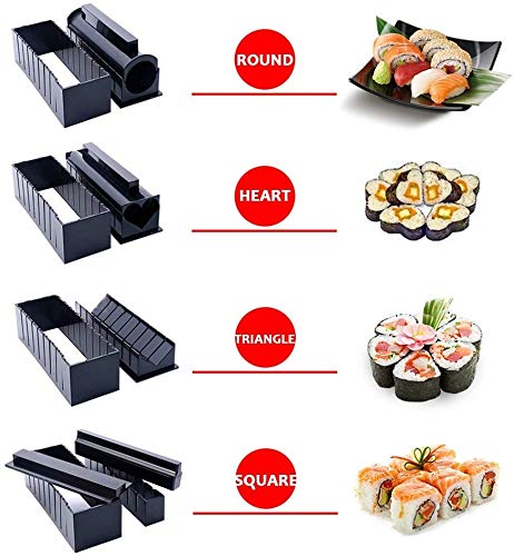 ELEDUCTMON Sushi Making Kit for Beginners - Original Sushi Maker Deluxe Exclusive Online Video Tutorials Complete with Sushi Knife 11 Piece DIY Sushi Set - Easy and Fun - Sushi Rolls - Maki Rolls