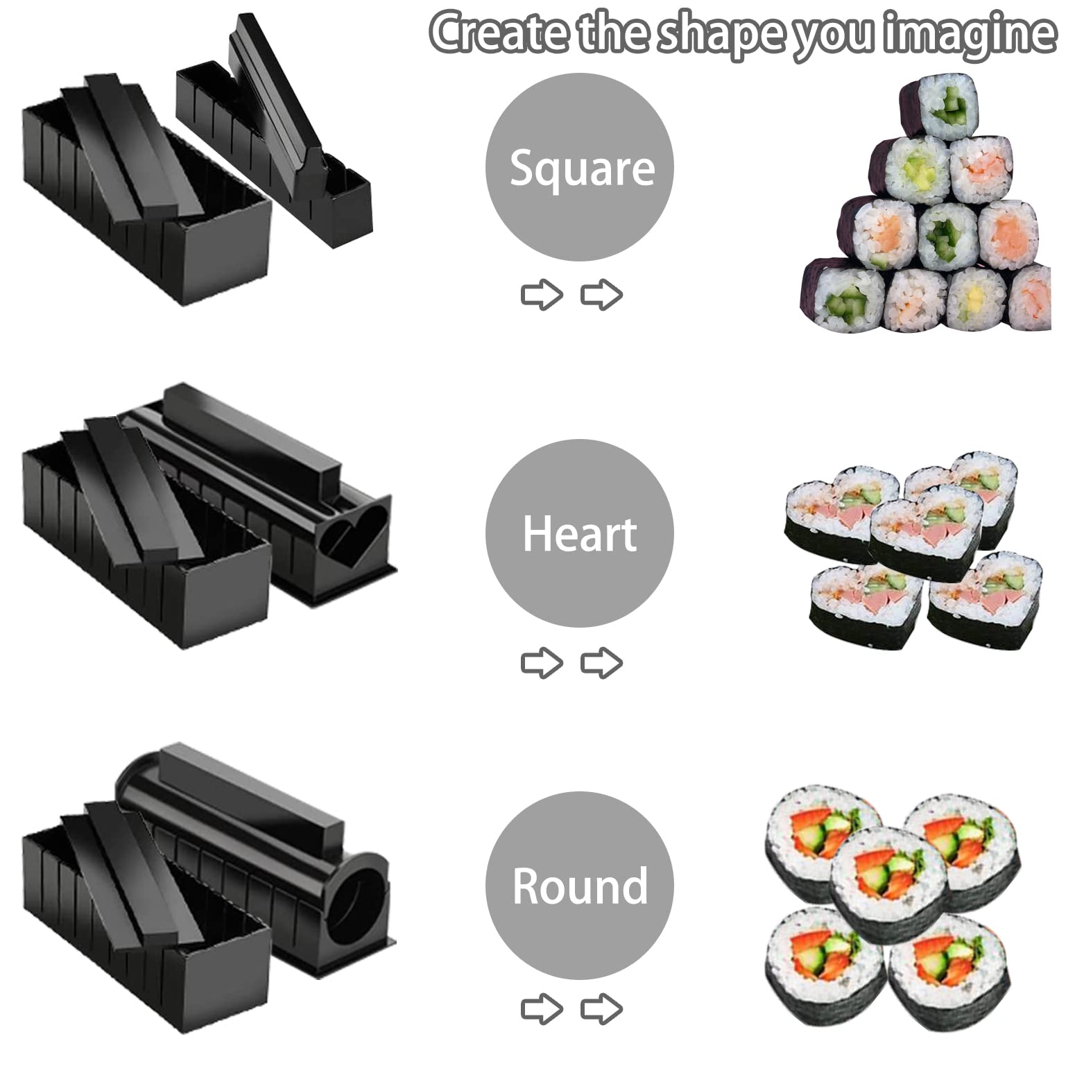 ELEDUCTMON Sushi Making Kit for Beginners - Original Sushi Maker Deluxe Exclusive Online Video Tutorials Complete with Sushi Knife 11 Piece DIY Sushi Set - Easy and Fun - Sushi Rolls - Maki Rolls
