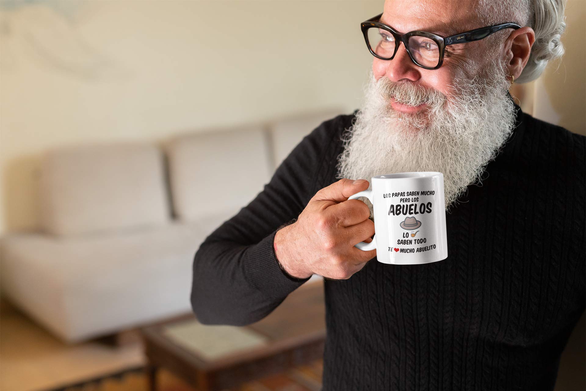 Regalos para el Mejor Abuelo del Mundo. 11 oz Abuelito Coffee Mug. Grandpa Cups in Spanish. Taza de Regalo de dia del Padre o Cumpleanos. (White)