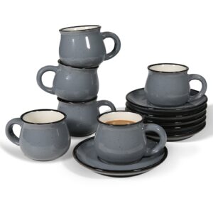 turkish coffee cup set of 6,cute coffee mugs,demitasse cup,28 ounce,sleek grey-senwako