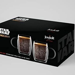 JoyJolt ‘Nature Friends’ Grogu Coffee Mug Set of 2 Double Wall Mug. 5.4oz Large Espresso Cups or Cappucino Cup. Mandalorian Star Wars Mugs, Insulated Coffee Mug, Clear Glass Cups Coffee Cup Set