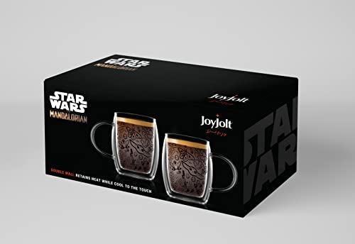 JoyJolt ‘Nature Friends’ Grogu Coffee Mug Set of 2 Double Wall Mug. 5.4oz Large Espresso Cups or Cappucino Cup. Mandalorian Star Wars Mugs, Insulated Coffee Mug, Clear Glass Cups Coffee Cup Set