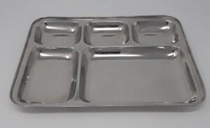 stainless steel rectangular divided dinner tray 5 sections
