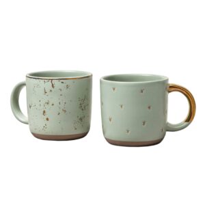 hearth and hand magnolia stoneware mini coffee mug speckled light green, 2-piece set (1)