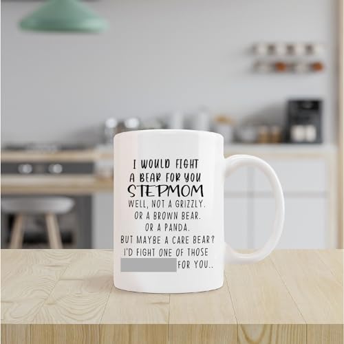 kunlisa Best Stepmom Gift Mug Cup,I Would Fight a Bear for You Stepmom Ceramic Mug-11oz Coffee Milk Tea Mug Cup,Stepmom Stepmother Mother-in-Law Birthday Mother's Day Gifts from Stepdaughter Stepson