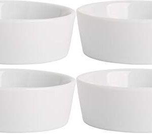 Palais Essentials Farmhouse Decor Porcelain Mini Dipping Bowls Sauce Dishes - Set of 4 Elegant White Soy Sause Dish (2 Oz Round Shape)