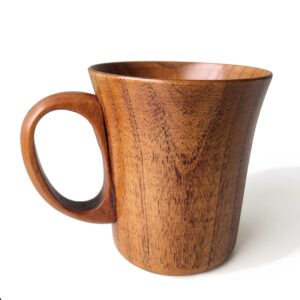 ctigers wooden coffee beer mugs wood cup nature jujube mug handmade tea cup with handle 10 oz / 300ml
