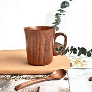 CTIGERS Wooden Coffee Beer Mugs Wood Cup Nature Jujube Mug Handmade Tea Cup with Handle 10 oz / 300ml