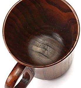 CTIGERS Wooden Coffee Beer Mugs Wood Cup Nature Jujube Mug Handmade Tea Cup with Handle 10 oz / 300ml