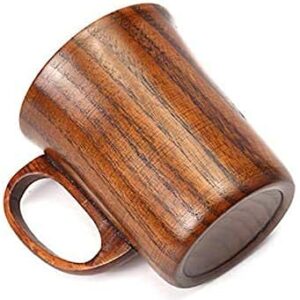 CTIGERS Wooden Coffee Beer Mugs Wood Cup Nature Jujube Mug Handmade Tea Cup with Handle 10 oz / 300ml