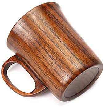 CTIGERS Wooden Coffee Beer Mugs Wood Cup Nature Jujube Mug Handmade Tea Cup with Handle 10 oz / 300ml