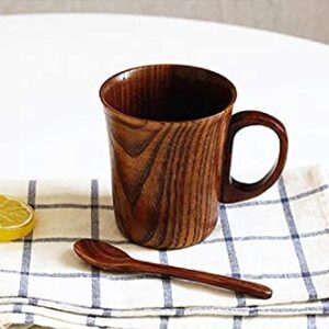 CTIGERS Wooden Coffee Beer Mugs Wood Cup Nature Jujube Mug Handmade Tea Cup with Handle 10 oz / 300ml