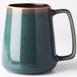 masoline 24 oz large ceramic coffee mugs, extra large tea and coffee cups, large handle coffee mug for office and home, microwave and diahwasher safe. (24 oz green)