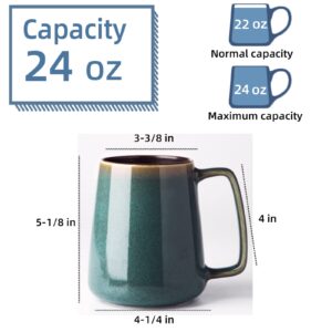 masoline 24 oz Large Ceramic Coffee mugs, Extra Large Tea and Coffee Cups, Large Handle Coffee Mug for Office and Home, Microwave and Diahwasher Safe. (24 oz green)