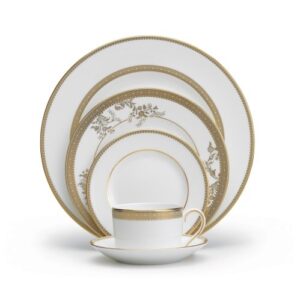 vera wang wedgwood vera lace gold 5-piece dinnerware place setting