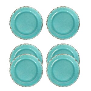 lok-osemile gourmet art crackle 10 inch melamine dinner plates set of 6 aquamarine