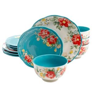 the pioneer woman vintage floral 12-piece dinnerware set