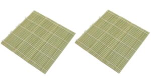 japanbargain 3155, bamboo sushi mat sushi roller bamboo sushi rolling mat maker 9.5 inch square (2, green/yellow)