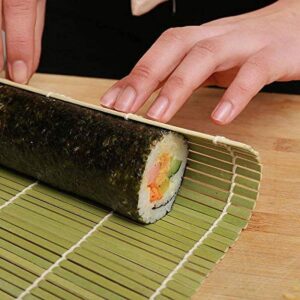 JapanBargain 3155, Bamboo Sushi Mat Sushi Roller Bamboo Sushi Rolling Mat Maker 9.5 inch Square (2, Green/Yellow)