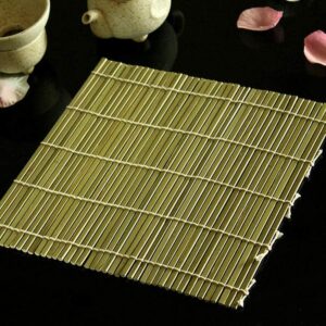 JapanBargain 3155, Bamboo Sushi Mat Sushi Roller Bamboo Sushi Rolling Mat Maker 9.5 inch Square (2, Green/Yellow)