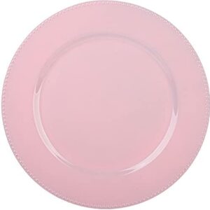 Palais Dinnerware 'Plaque De Charge' Collection - 13" Elegant Charger Plate (4, Pink with Bead Finish)