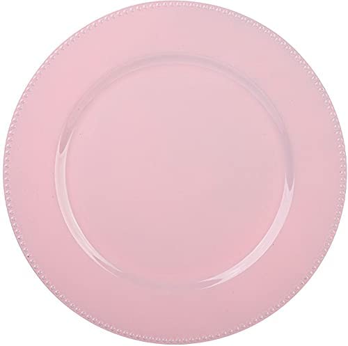 Palais Dinnerware 'Plaque De Charge' Collection - 13" Elegant Charger Plate (4, Pink with Bead Finish)