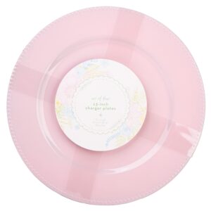 Palais Dinnerware 'Plaque De Charge' Collection - 13" Elegant Charger Plate (4, Pink with Bead Finish)