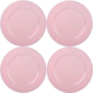 Palais Dinnerware 'Plaque De Charge' Collection - 13" Elegant Charger Plate (4, Pink with Bead Finish)