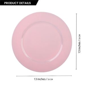 Palais Dinnerware 'Plaque De Charge' Collection - 13" Elegant Charger Plate (4, Pink with Bead Finish)