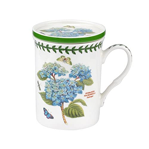 Portmeirion Home & Gifts Hydrangea Motif Mug and Coaster Set, Porcelain, Multi-Colour, 8.5 x 12 x 10.5 cm